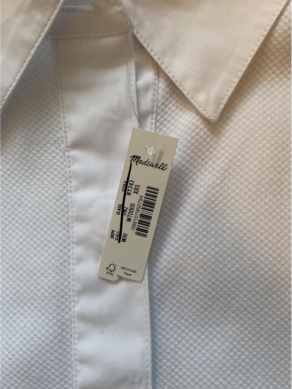 Madewell White Straight Hem Tuxedo Shirt XXS Boxy Crop New With Tags - Picture 6 of 7